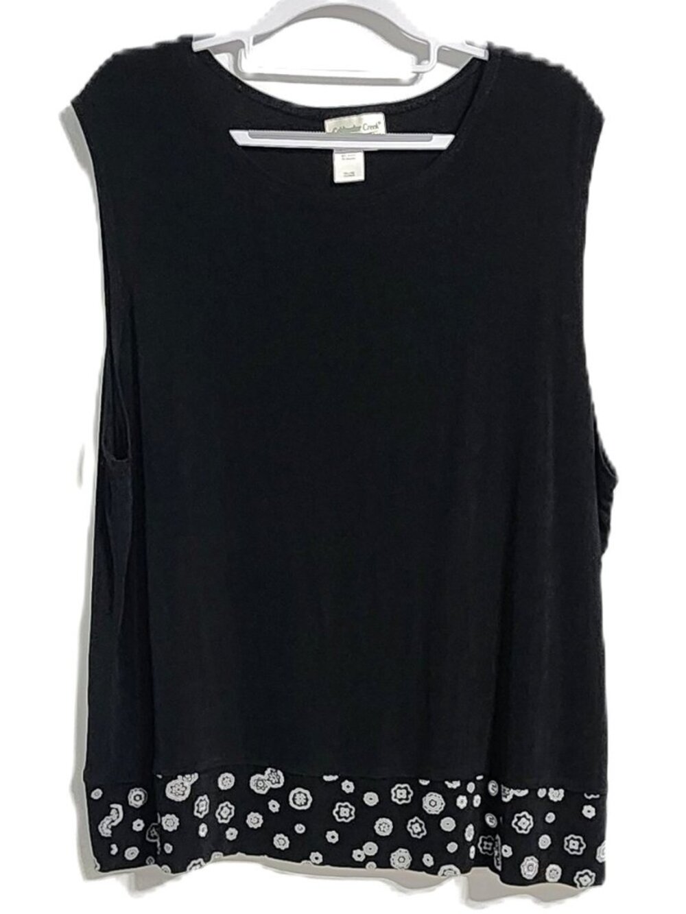 Coldwater Creek 3X Black Floral Border Sleeveless Blouse